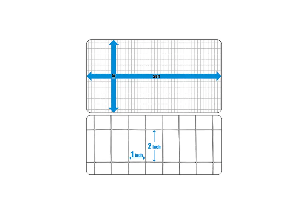 14Ga Welded Wire 3 ft. x 50 ft. 1 inch x 2 inch dimensions.webp