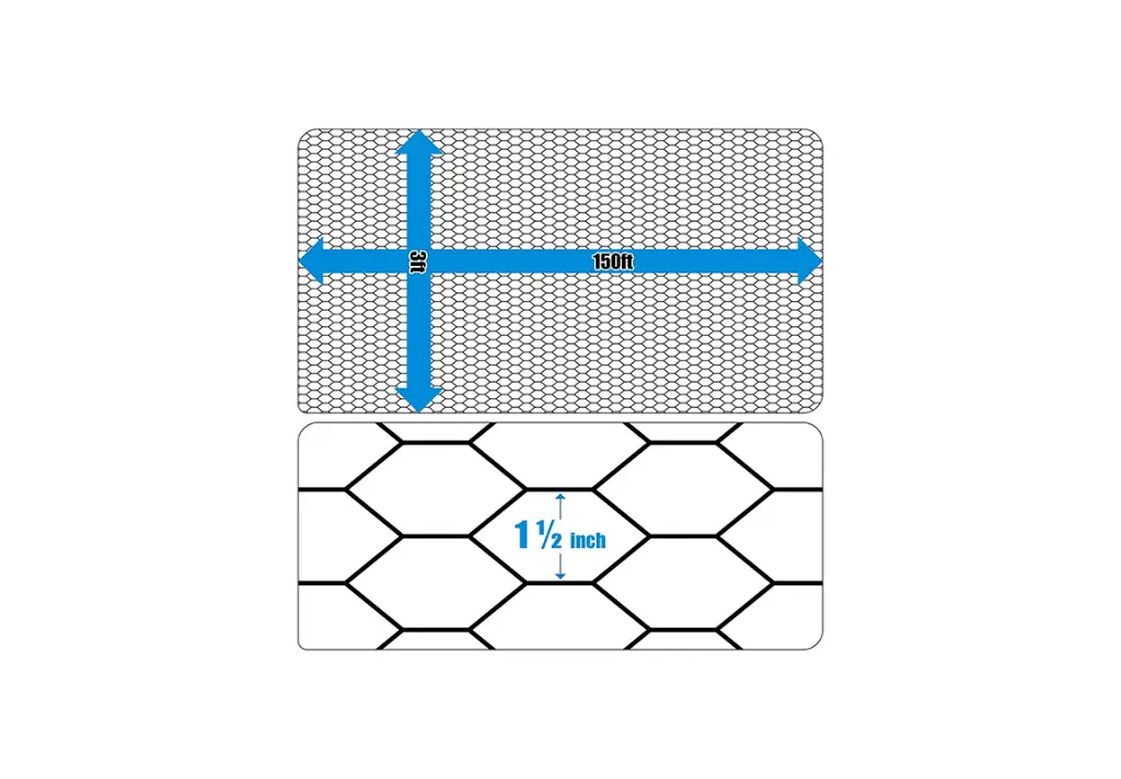 16ga Black Hex : Poultry Netting Mesh 1.5" dimensions.webp