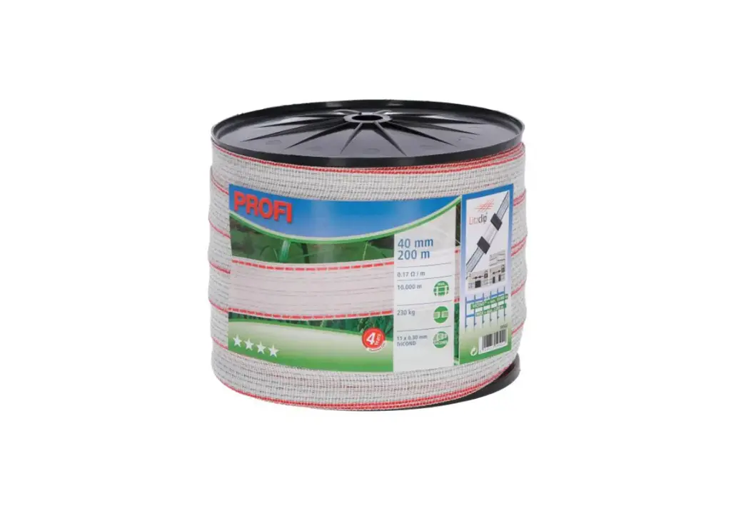 PROFI 40mm Poly Tape White/Red 11 Strand TriCOND 200M