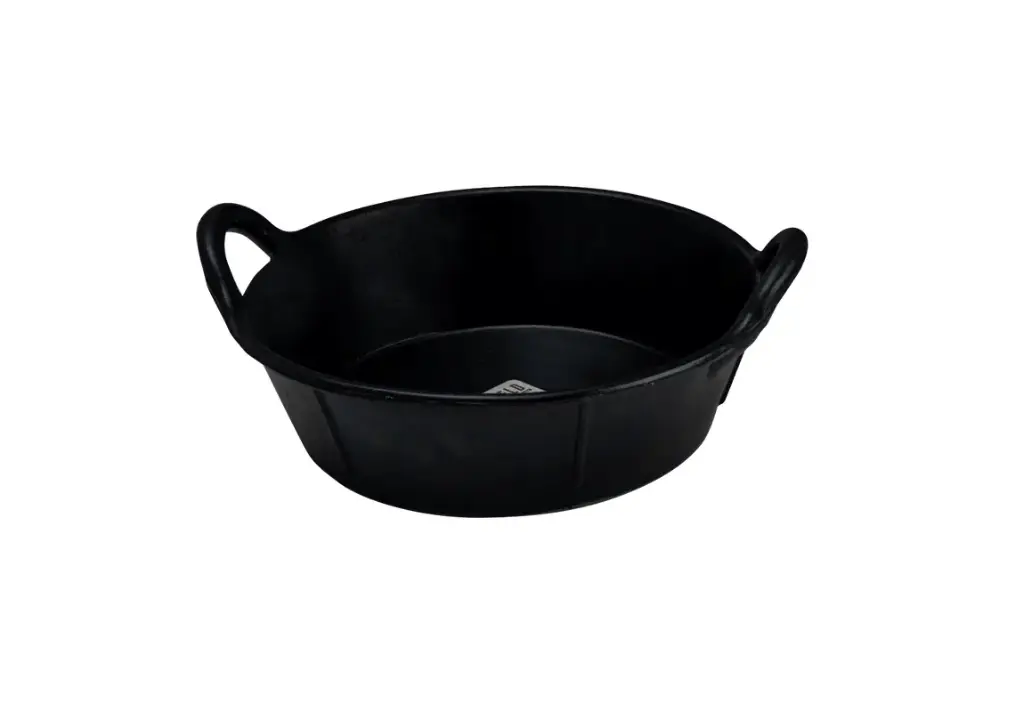 Black Rubber Feed Pan - With Handle