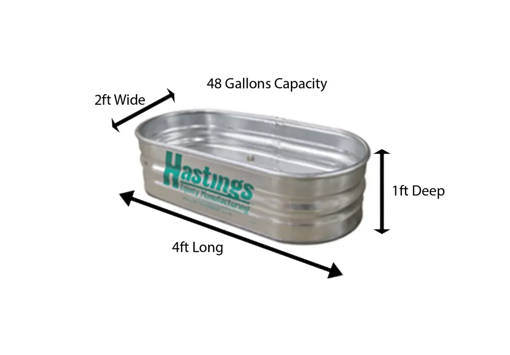 1' Deep 2' Wide Galvanized Round End Stock Tanks