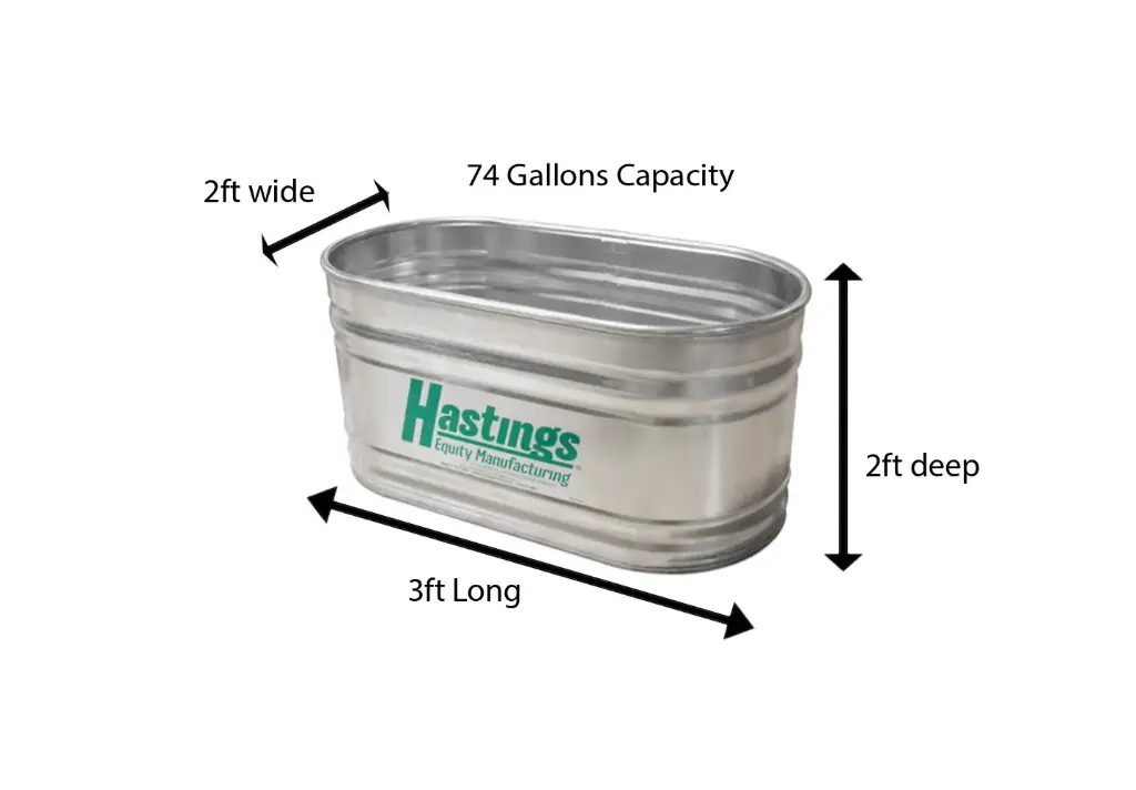 ​2' Deep 2' Wide Galvanized Round End Stock Tanks