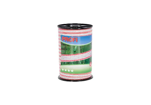 [110-965] PROFI 12mm Poly Tape White/Red 4 Strand TriCOND 200M