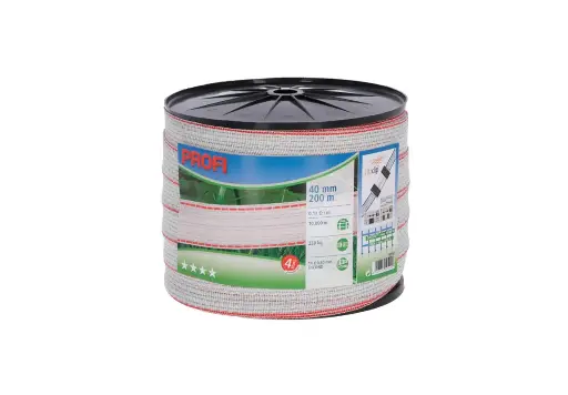 [110-975] PROFI 40mm Poly Tape White/Red 11 Strand TriCOND 200M