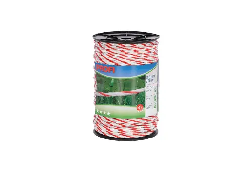 [110-960] PROFI 6mm Poly Rope White/Red 6 Strand TriCOND 200M